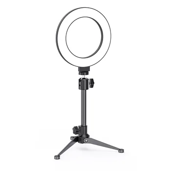 16cm LED Selfie Anel de Luz de Dimmable do DIODO emissor de Anel Lâmpada Câmara de Vídeo de Telemóvel de Luz ringlight para Viver YouTube Luz de Preenchimento de Ajuste de Altura