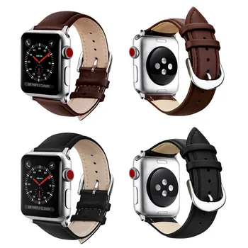 Couro Apple Faixa de Relógio de 38mm de 40mm 42mm 44mm Preto Marrom Apple Watchbands Pulseira de Couro para o iWatch Série 5/4/3/2/1