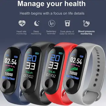 Smart relógio de pulseira de fitness tracker M3 inteligente pulseira de frequência cardíaca pressão arterial de saúde impermeável smart watch