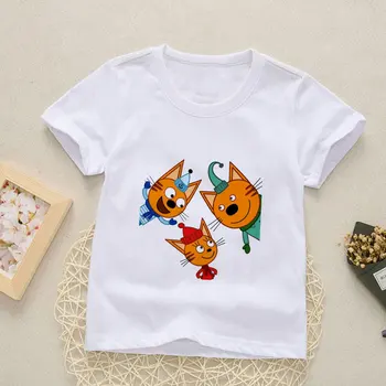 Novo 2021 Verão Meninos T-Shirt Criança-e-gatos Menino Tops da Criança Tees Crianças Menina de Camiseta Casual Quente Crianças T-shirts de Manga Curta
