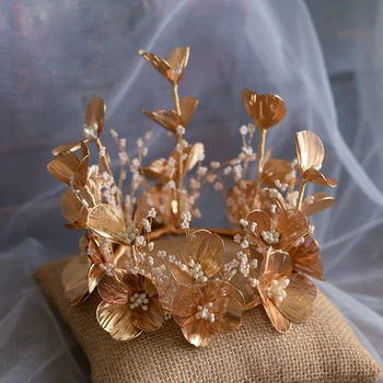 Barroco De Ouro, Flor De Noiva Tiaras Headpieces Nupcial Coroas Hairbands Noivas Acessório De Cabelo Baile Desgaste Da Cabeça