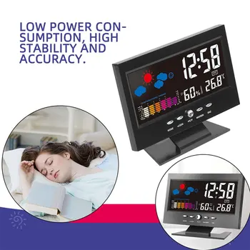 Eletrônica Digital LCD, Relógio de Mesa de Temperatura e Umidade Monitor Relógio do Higrómetro do Termômetro de Previsão do Tempo, Relógio de Mesa