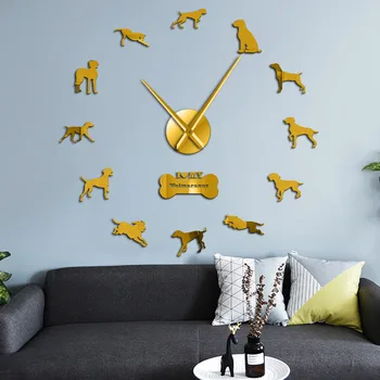 Weimaraner Vorstehhund DIY Grande Relógio de Parede Raça do Cão Fantasma Cinzento Decoração de Casa Weim Arte de Parede Pendurado Relógio de Parede Relógio de Silent Quartz