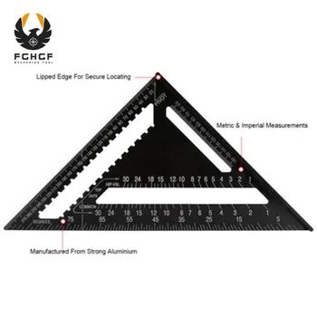 FGHGF Ângulo de Régua de 12 Polegadas Triângulo Régua Ângulo Reto Régua de Medição de Ferramentas a Ferramenta de Leitura Rápida Praça Ferramenta de Layout de Madeira
