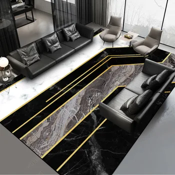 O preto e o cinza branco ouro linha de mármore padrão de tapete de cozinha, sala de estar, sofá tapis quarto de cabeceira carpete de madeira tapete hotel tapete na porta de casa