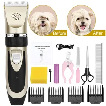 Recarregável cão de estimação aparador de pêlos, o pet grooming cabelo clipper kit， Baixo nível de Ruído e segurança de máquinas de barbear