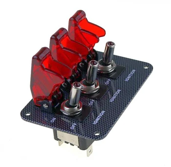 Alta qualidade de Vermelho DC12V-20A indicador LED do interruptor interruptor de combinação de Fibra de Carbono da Superfície do Painel