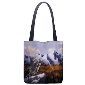 Personalizado Dragão impressão de ombro saco de lona sacola de compras livro de viagem bolsa de logotipo personalizado