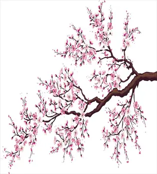 Japonês de Capa de Edredão Conjunto Ramo de Florescimento de uma Árvore de Sakura Flores as Flores de Cerejeira Primavera Tema Arte Conjunto de roupa de Cama cor-de-Rosa Castanho