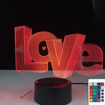 O AMOR de Modelação 3D Luzes da Noite Criativo 7 Cores Mudando de Luminaria abajur Decoração de Casa de dia dos Namorados, Amantes de Dom