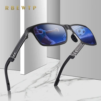 RBEWTP Original Óculos de sol Polarizados Marca de Magnésio de Alumínio Quadrado de Espelho Homens Esporte de Condução Óculos Óculos de Oculos De Sol
