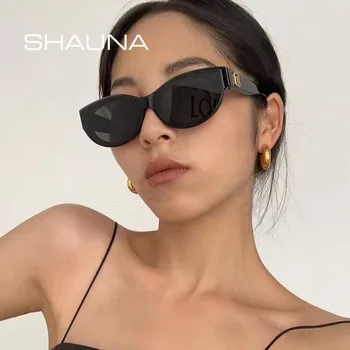 SHAUNA Retro, Óculos estilo Olho de Gato Mulheres de Moda de Ferro Aro Verde Fluorescente Homens Tons UV400