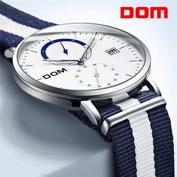 DOM Relógios de homens de melhor Marca de Luxo de Multi-Função do Esporte Relógio de Quartzo de Nylon Impermeável de Negócios Relógio de Pulso Relógio Masculino