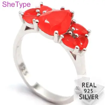 3.0 g Real de Rubi Presente Para as Meninas Real Sólida prata 925 Anéis de Prata Esterlina 19x9mm