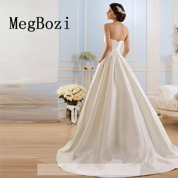 Uma Linha De Vestidos De Noiva Vintage Bolsos Arco China Vestidos De Noiva Sem Encosto Plus Size Botão De Noiva Vestidos De Noiva 2021