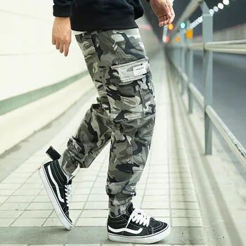 Streetwear Camuflagem Jogger Calças Cargo os Homens De 2019 Hip Hop Casual Algodão, Bolsos de Calças de Harém de Camo Cintura Elástica Calças WG184