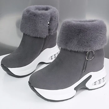Tornozelo Botas De Plataforma Quente Luxuoso Sapatos De Inverno De Aumento Da Altura De Senhoras De Inicialização Zip De Neve De Inverno Tênis Zapatos Para Mulher
