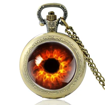 Clássico Dragon Eye Design Preto Vintage Quartzo Relógio De Bolso De Homens, Mulheres De Alta Qualidade Colar Pingente Horas Relógio Presentes