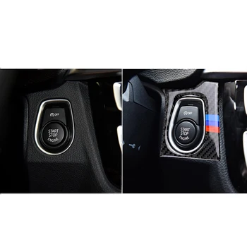 Estilo carro de Fibra de carbono Fechadura anel decorativo Chave de Ignição Bloqueio de Painel de Cobre Guarnição Adesivos Para BMW X5 X6 E70 E71 Acessórios