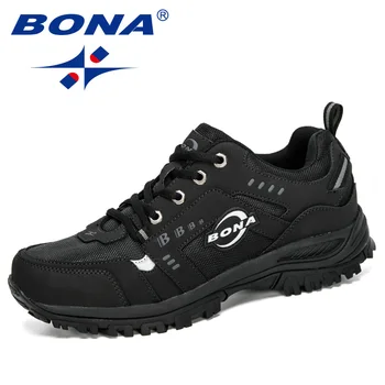 BONA 2020 Novos Designers Nubuck Exterior Caminhadas, Jogging Tênis Homens Confortável Andando Sapatos de Desporto Homem Cesta Zapatillas Hombre