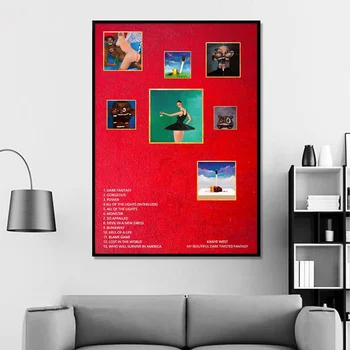 Kanye West-beautiful Dark Twisted Fantasy Música Cover da Música Cartaz Tela de Pintura de Parede Decoração da Casa do Artista