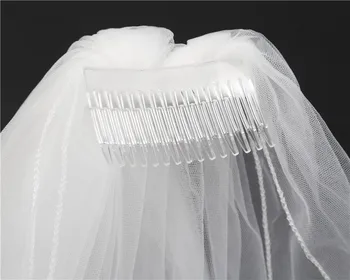 Baratos véu de Noiva Nova Chegada de Duas camadas, Curto véu de Noiva veu de noiva em Voile de mariee acessórios do Casamento