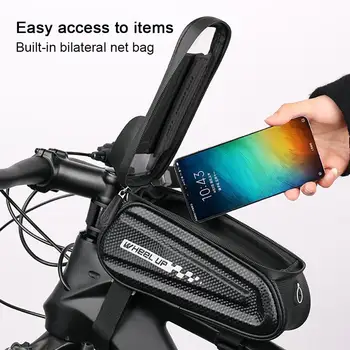 De PVC à prova de chuva Bicicleta Bag duplo Frontal Moldura Superior do Tubo de Moto, Saco Reflexiva de 7.0 polegadas Caso de Telefone Touchscreen Saco de MTB Bicicleta Saco