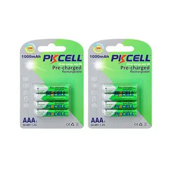 8PCS PKCELL pilhas AAA NI-MH aaa Recarregáveis Baixa Auto-Descarga AAA pré-carga de 1,2 v nimh 1000mah bateria