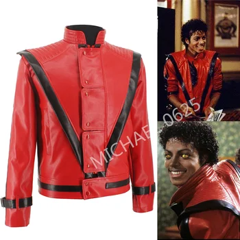 Raras Clássico MJ MICHAEL JACKSON Thriller Noite Jaqueta de Couro Vermelha Para os Fãs de Melhor Fantasia de Halloween de Presente de Natal na década de 1980