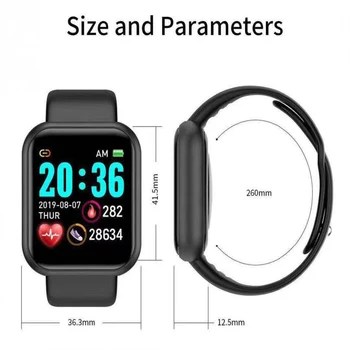 2020 Y68 Smart Watch Monitor de Pressão Arterial de Mulheres Homens Crianças Inteligentes Relógio D20 Esporte Impermeável Relógio Smartwatch para Android IOS