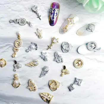 10pcs 3D Zircão Flor de Cristal Pendente de Unhas de arte, jóias liga unhas decoração de zircão de pedra de strass de Manicure unhas de diamante Encantos