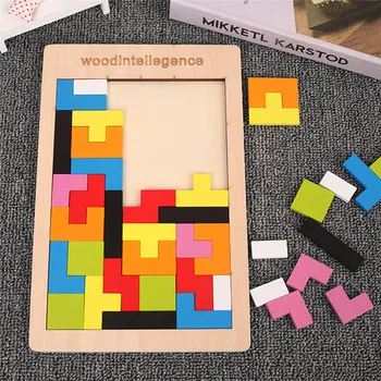 Romance 3D Puzzles de Madeira Tangram Matemática Brinquedos Jogo de Tetris Crianças de Pré-escola Magination Intelectual Brinquedo Educativo para as Crianças
