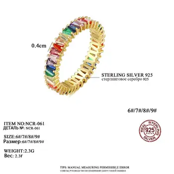 CZCITY arco-íris Cor de pedra preciosa Anéis para Mulheres 925 Silver Multa Moda Jóias Namoro Festa de Presente de Natal NCR-061