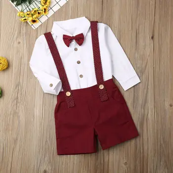 Pudcoco 2PCS de Criança de Bebê, Roupas de Crianças Conjunto de 2020 Novo Cavalheiro Camisa Tops + Calças Shorts Roupas Roupas Conjunto