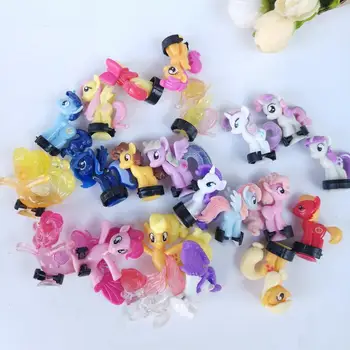 50pcs/monte Little Pony Figuras de Ação Cartoon Brinquedos para Meninas Coleção de Plástico PVC arco-íris Ovo de carros de Brinquedo, Decoração Presentes de Natal