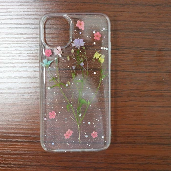 Case para iPhone 11 XR 7 8 11 Pro Max X XS Max Plus 6, 6s Transparente real secas flor tampa