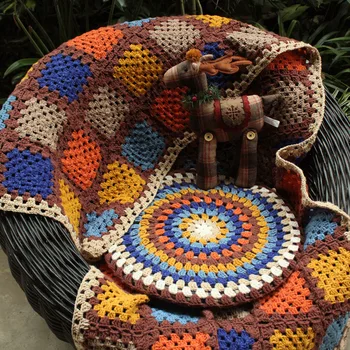 Feito à mão afegão Manta de Crochê Almofada de Feltro Estilo Pastoral Dom casa&vivendo festa de dom granny square