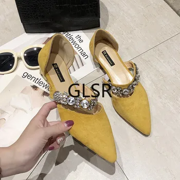2020 moda Sapatos de Glitter Mulheres Bling Strass Sandálias de Luxo da Marca de Sapatos de Mulheres Dedo apontado Mulher bombas