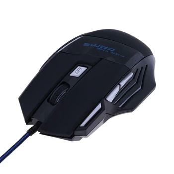 5500DPI DIODO Óptico USB com Fio Mouse para Jogos de 7 Botões Gamer Ratos de Computador Preto