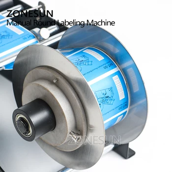 ZONESUN Manual Rodada de Máquina de Rotulagem Com Identificador de Garrafa Labeler Aplicador de etiquetas de Metal do Vidro da Garrafa