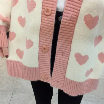 Blusas das Mulheres Impressão Ulzzang Linda Mulher Doce V-pescoço Cardigan Outwear para Oversized Estilo coreano Detalhada de Todos-jogo Diariamente Novas