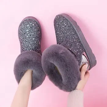 2020 Botas de Neve de Inverno Mulher de Sapatos de Mulheres Novas a Ankle Boot de Moda Plus Size, Televisão Botas de Lantejoulas do Algodão das Senhoras de Sapatos Botas feminina