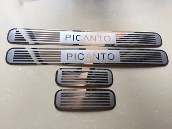 Soleira da porta para KIA Picanto peitoril placas de aço inoxidável, ainda, estilo carro de moldagem acessórios de chinelo placa de almofada em soleiras nas portas adesivos