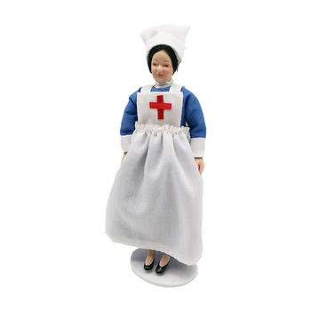 1:12 Casa de bonecas em Miniatura bonequinha de Porcelana Modelo de Enfermeira Anjos Brancos PP006C