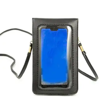 1 peça de capa de Couro PU Touchscreen de Caixa do Telefone Móvel Saco Crossbody Telefone Celular Bolsa Bolsa PU Saco de Ombro com Tela de Toque Janela