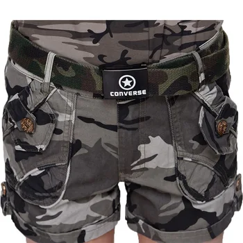 Verão Casual De Camuflagem Militar, Shorts Multi Bolso Camo Carga De Algodão, Calças Sexy Shorts Feminino