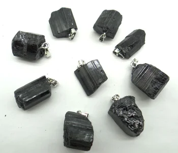 Atacado preto natural de turmalina turmalina reparação de minério pode ser usado pingente para diy fazer a jóia colar de Acessórios 10pcs