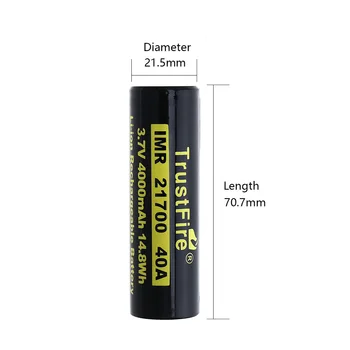 2PCS TrustFire 21700 3.7 V Bateria 40A 4000mAh 14.8 W Li-ion Recarregável com Protegida do PWB para o Brinquedo/Ferramentas Elétricas
