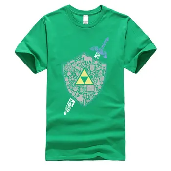 A Lenda de Zelda Hyrule T-Shirt Mens Outono Inverno Topos & Tees Crewneck Homens T-Shirt da Moda Hip Hop Casual Tshirt