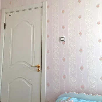 Alta qualidade quente cor-de-rosa de listras verticais papel de parede sala quarto em 3D Europeia pastoral de flores não-tecido de papel de parede TV de volta